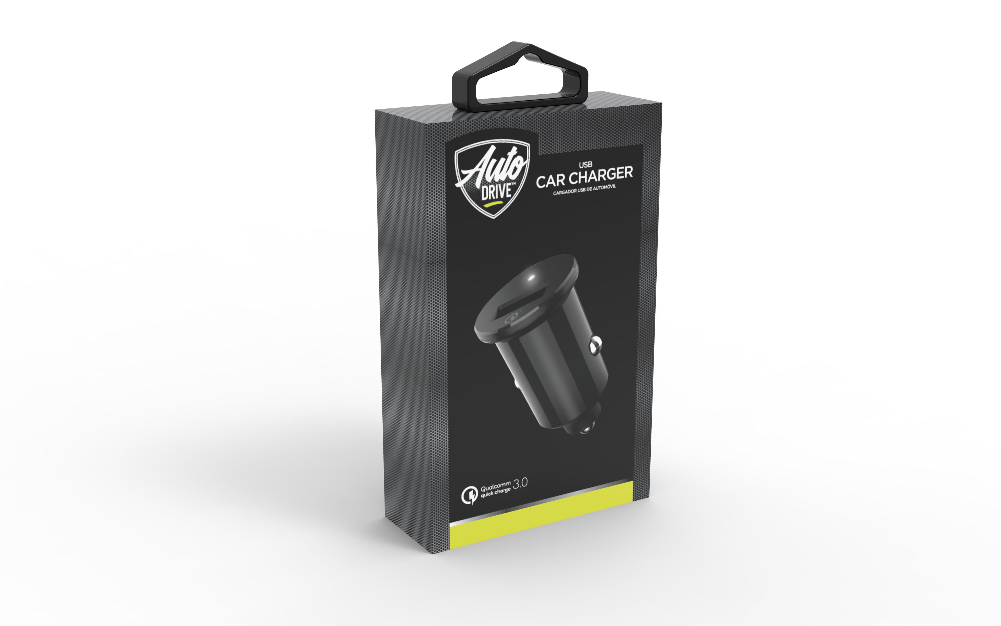 Auto Drive Black Quick Charge 3.0 USB Car Charger for Smartphones, Tablets and More