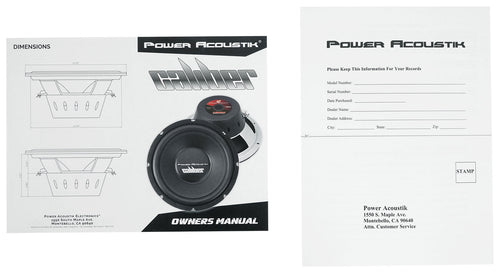 (2) Power Acoustik CBW-124 12" 1500 Watt Car Subwoofers+Sealed Sub Box Enclosure