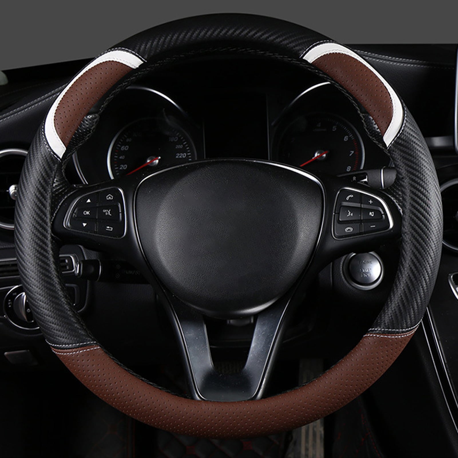XWQ Steering Wheel Cover Sweat-proof Breathable Universal Carbon Fiber Anti-skid Car Steering Cover for Driver