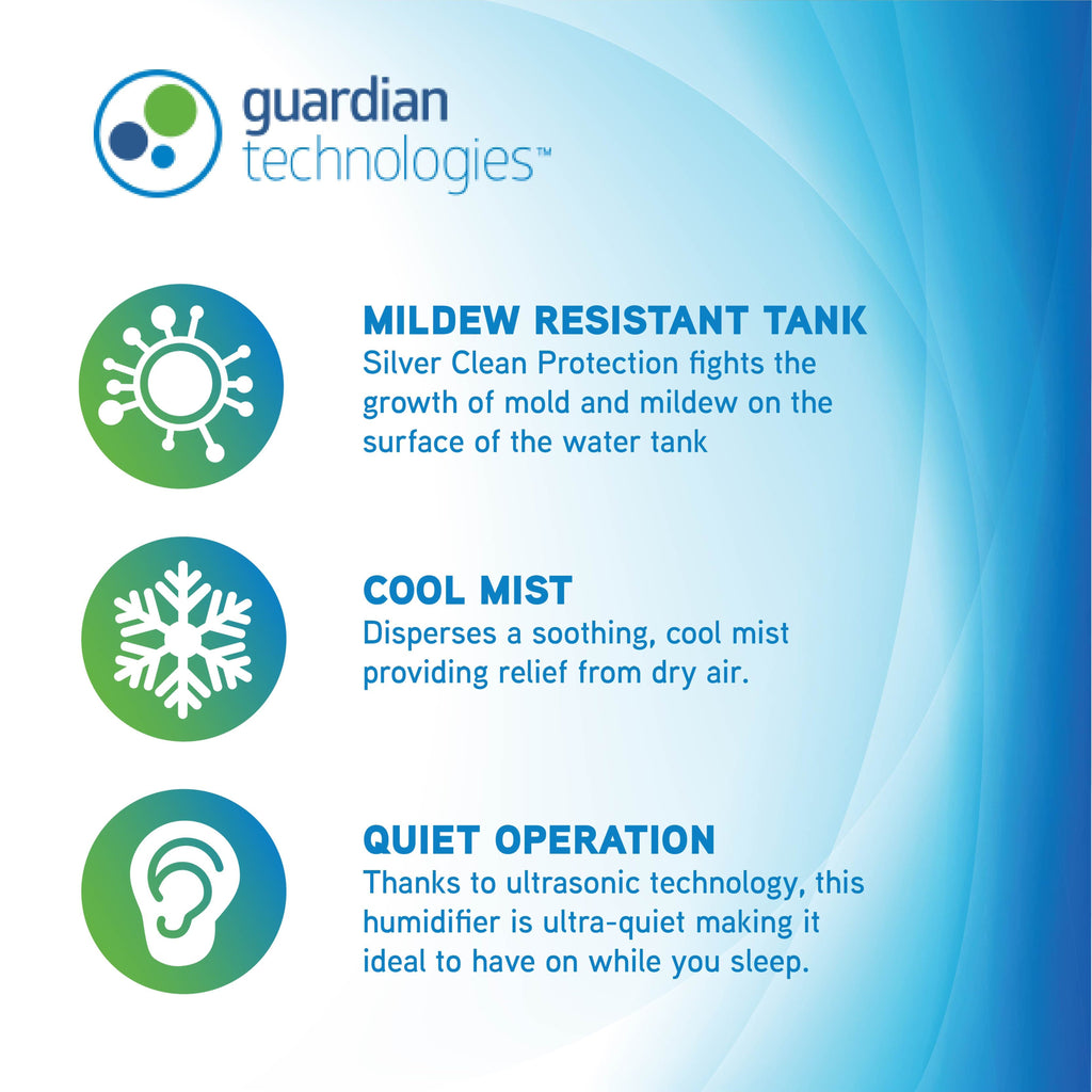 Pure Guardian 14-Hour 0.21 Gallon Cool Mist Ultrasonic Humidifier with Nightlight, H910BL