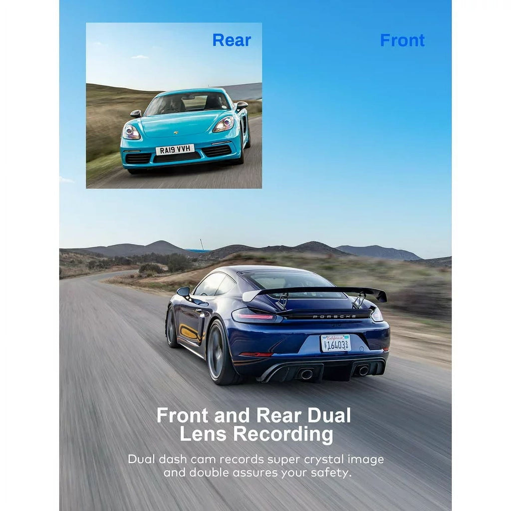 Dash Cam Front Rear, 1080P Dash Camera for Cars, 3” IPS Screen, External GPS Supported, 170°Wide Angle