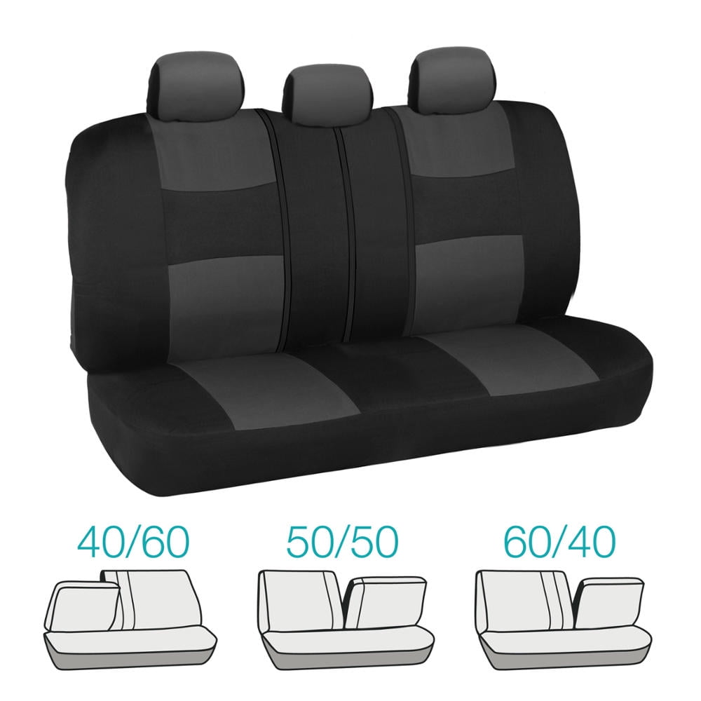 BDK PolyPro Car Seat Covers Full Set, Charcoal Gray Two-Tone Front and Rear Split Bench Seat Covers Fits select: 1997-2022 FORD F150, 1999-2022 CHEVROLET SILVERADO