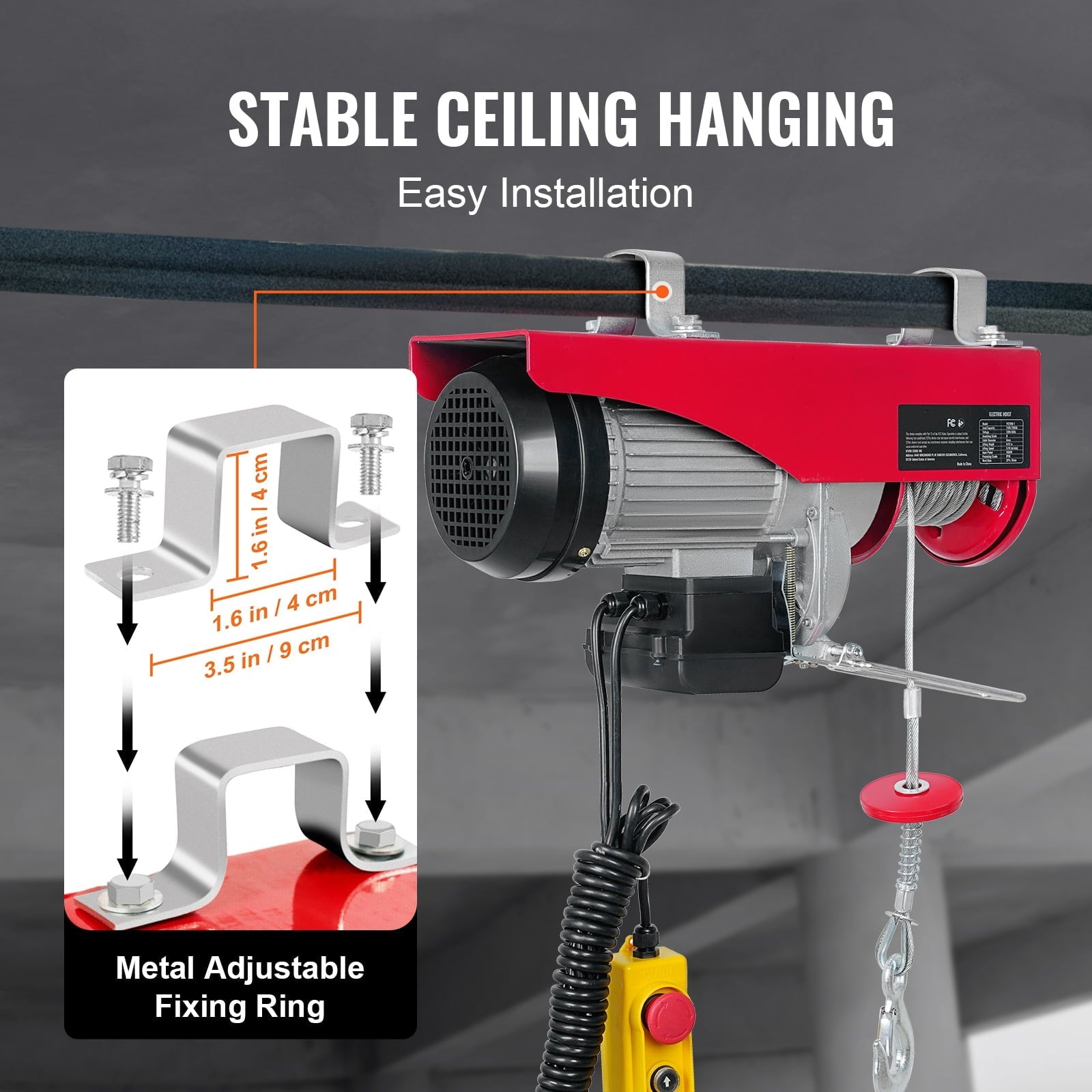 BENTISM Lift Electric Hoist 440lbs,480W 110V Electric Winch with 14ft Wired Remote Control