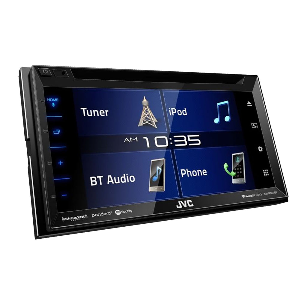 JVC KW-V350BT Double DIN AM/FM Radio Bluetooth CD/DVD Player Receiver Bundle Combo with 12" 1800W Peak Power Car Audio Subwoofer, 600W Max Power Waterproof Digital Mono Amplifier, Amp Wiring Kit