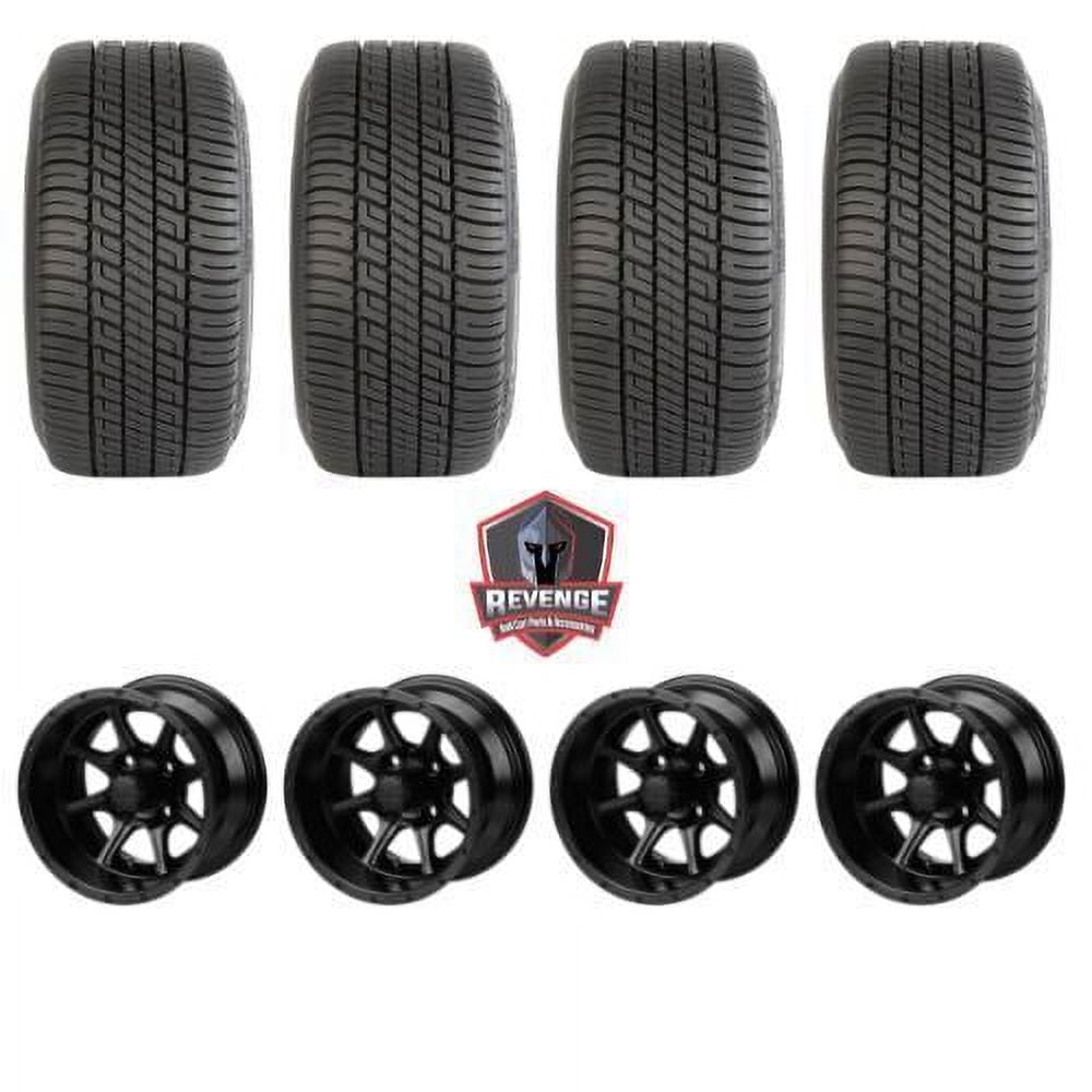 12" Azusa Matte Black Golf Cart Wheels and Tires Combo (205/30-12) Set of 4