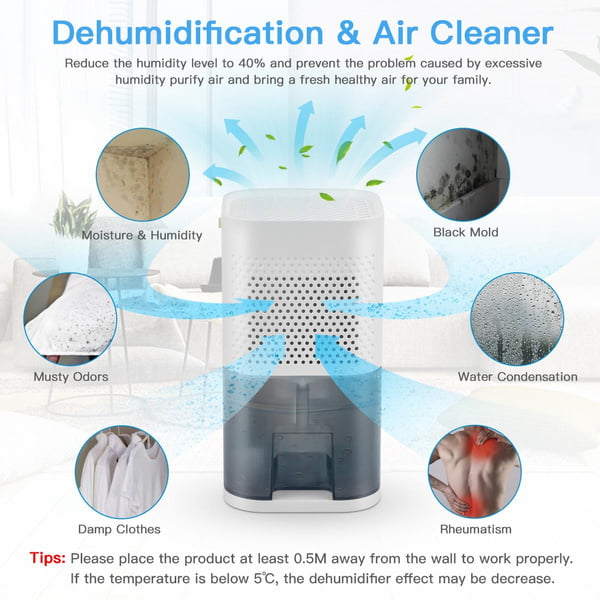 Wobythan Home Dehumidifier Portable Moisture Absorber Air Dryer for Basement Bathroom Wardrobe