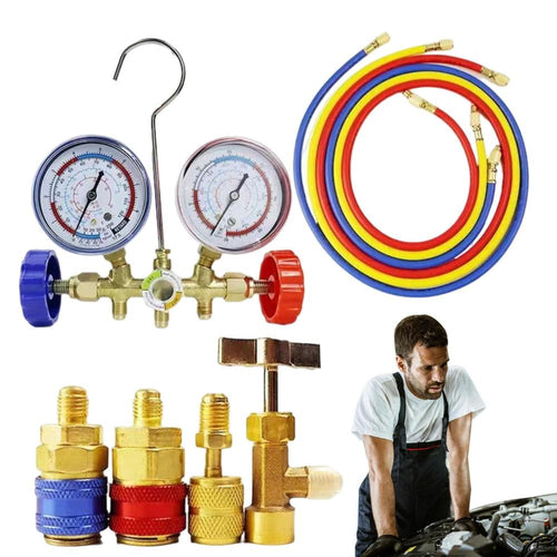 Ac Diagnostic Tool | Ac Charging Manifold Car Ac Gauges | Double Meter with Adapter for Automotive Air Conditioning, Car A/C System, Cooling Systems Diagnostics