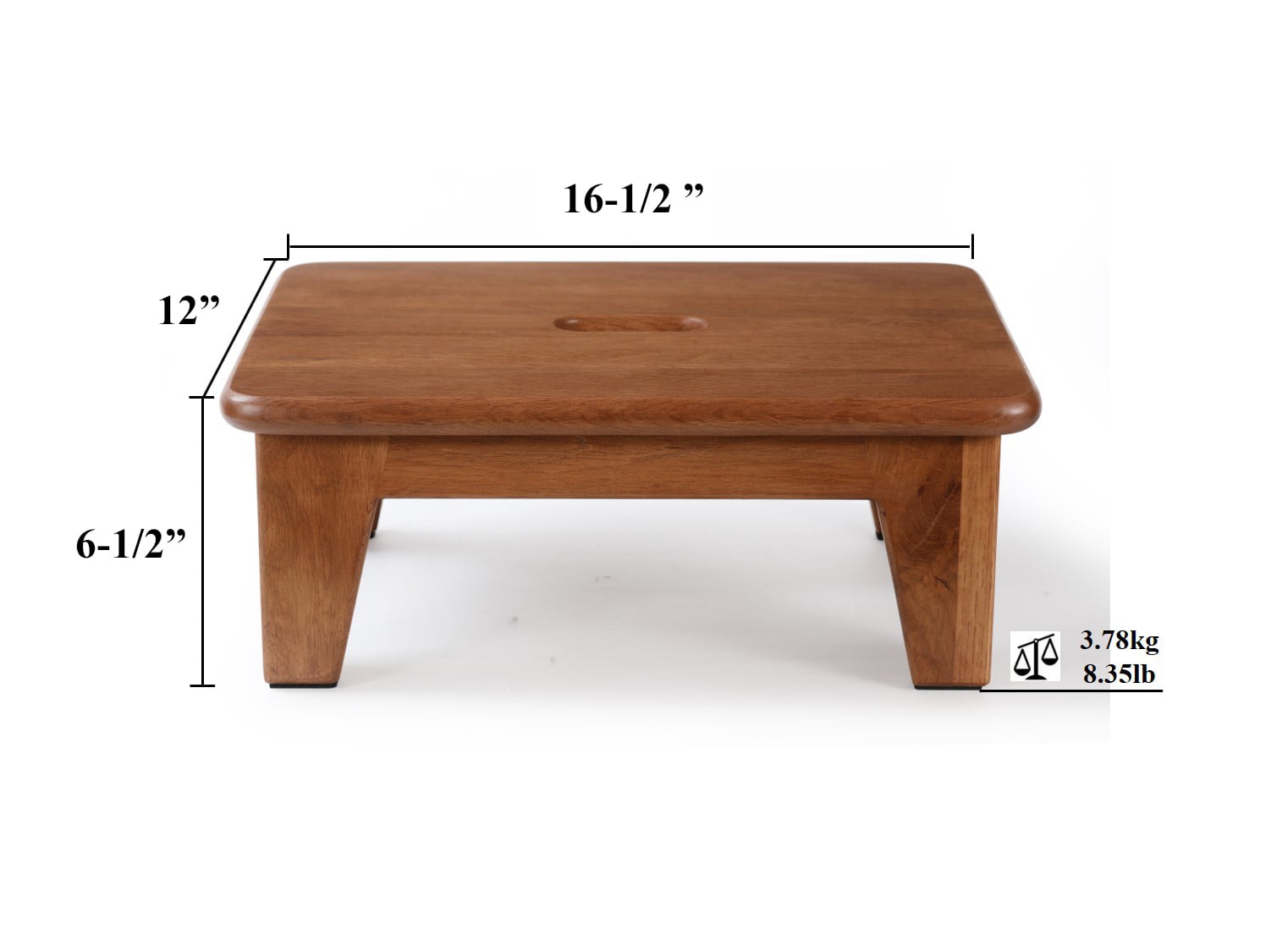 CONSDAN Step Stool for Bed, USA Grown Oak,Wooden Step Stool for Adults, One Step Stool for Seniors, 6.5" High, Non-Slip Mat, No Assembly Needed, Solid Wood, Chocolate Color