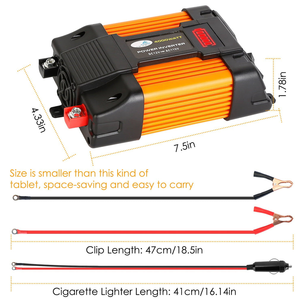 iMounTEK 4000w Peak Power Inverter DC 12V to AC 110V Car Power Inverter, 500W Continuous Power Inverter for RV Caravan Truck Laptop