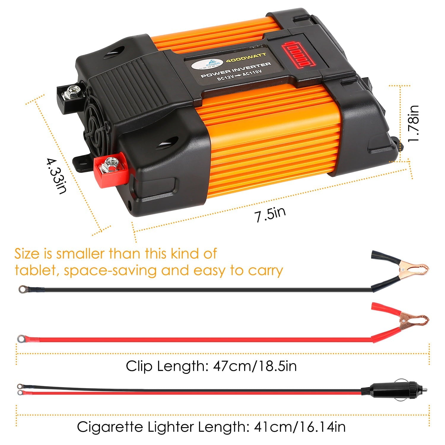 iMounTEK 4000w Peak Power Inverter DC 12V to AC 110V Car Power Inverter, 500W Continuous Power Inverter for RV Caravan Truck Laptop