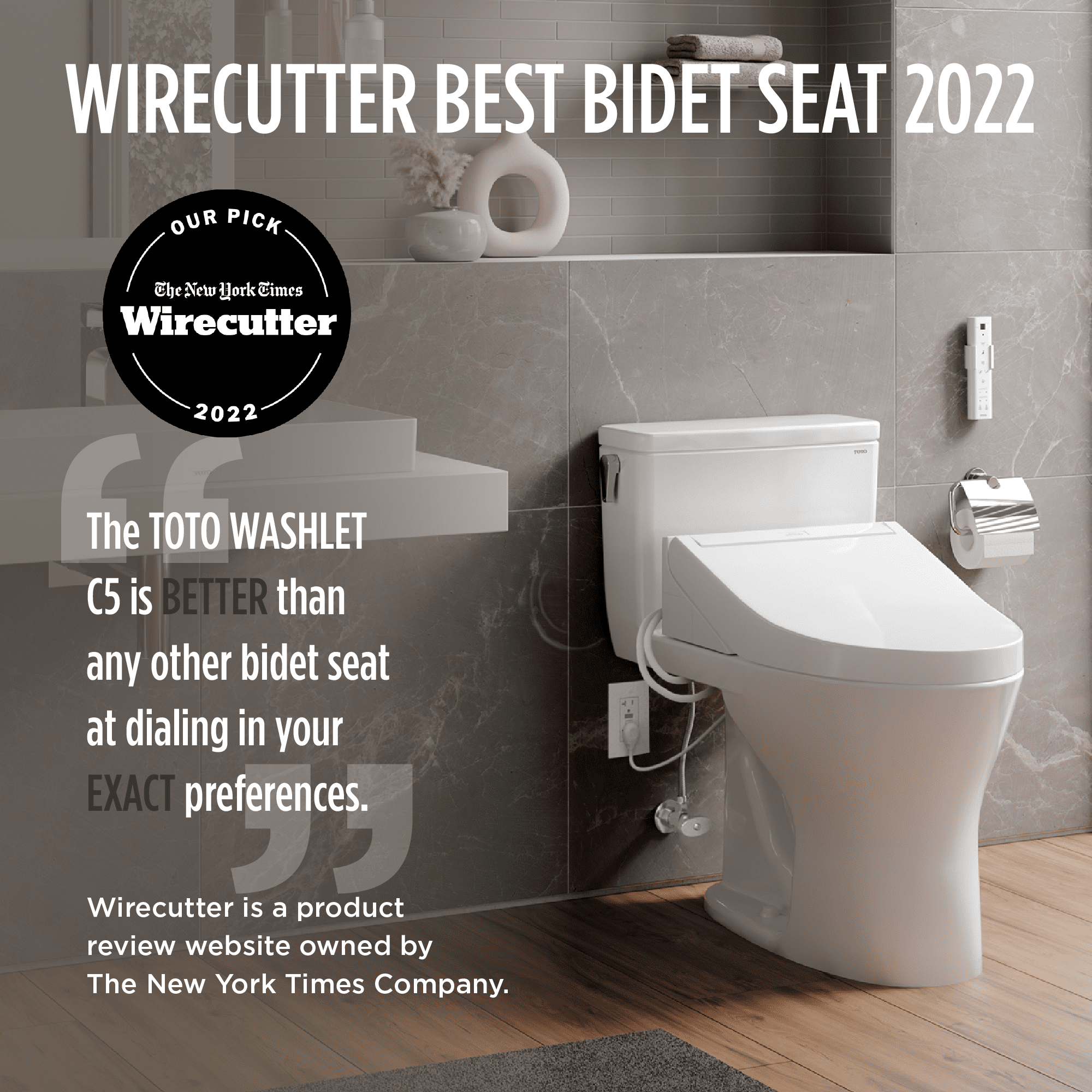 TOTO® WASHLET® C5 Electronic Bidet Toilet Seat with PREMIST and EWATER+ Wand Cleaning, Elongated, Cotton White - SW3084#01