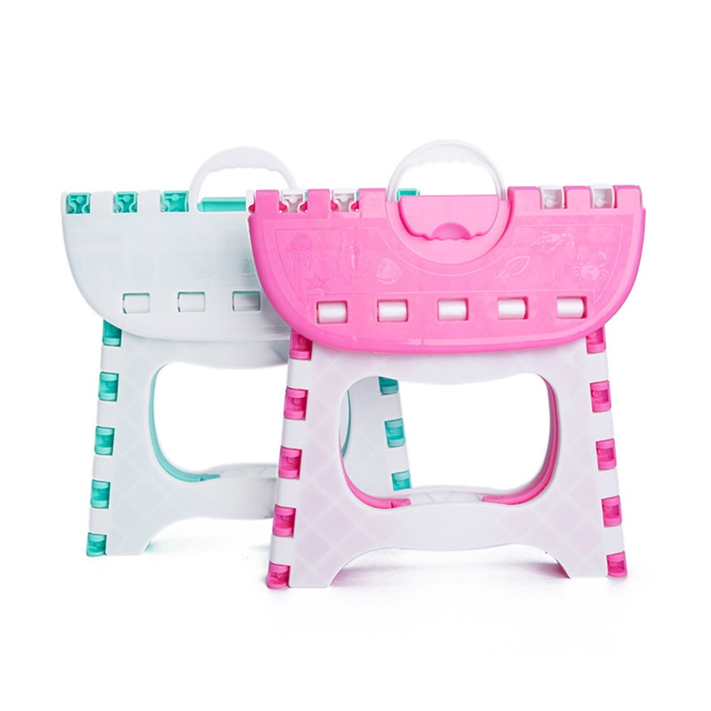 Plastic Folding Step Stool Portable Stool for Kids Home Bathroom Garden Kitchen Livingroom (Pink)