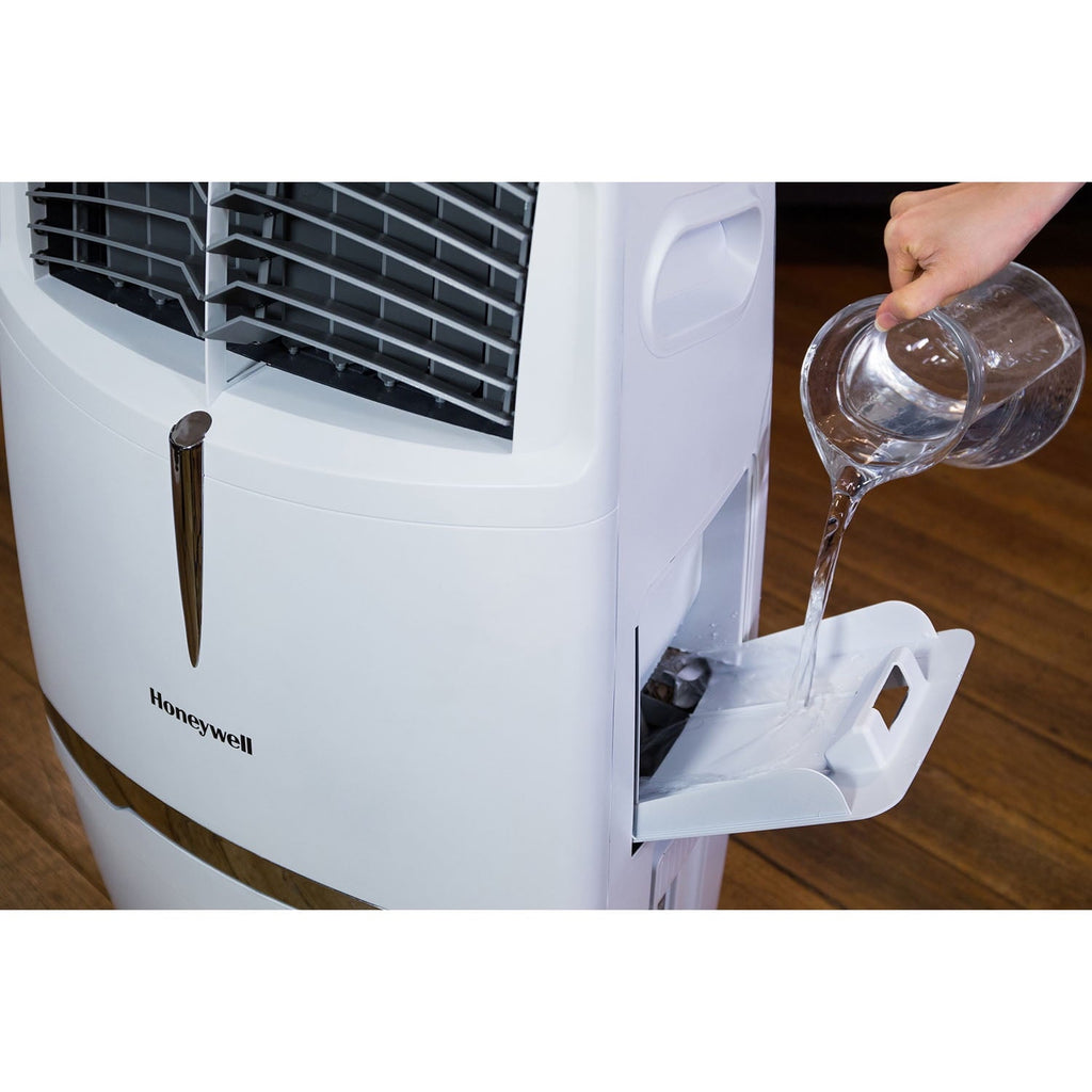 Honeywell 525-729CFM Portable Evaporative Cooler, Fan & Humidifier with Ice Compartment & Remote, CL30XCWW, White