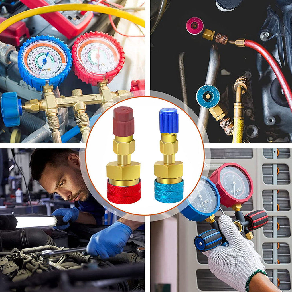 Welpettie 2pcs Quick Couplers Connectors Adapters R1234YF to R134A High and Low Side Quick Coupler R12 to R134A Adapter Fitting Connector for Car Air Conditioning AC Charging