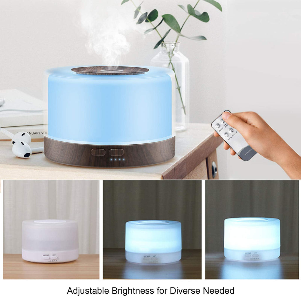 Aromatherapy Essential Oil Diffuser for Room: 500ml Aroma Air Humidifier Remote Control for Home Large & Small Rooms - Ultrasonic Cool Mist Diffusers Oils Vaporizer with Light & Timer Bedroom Office