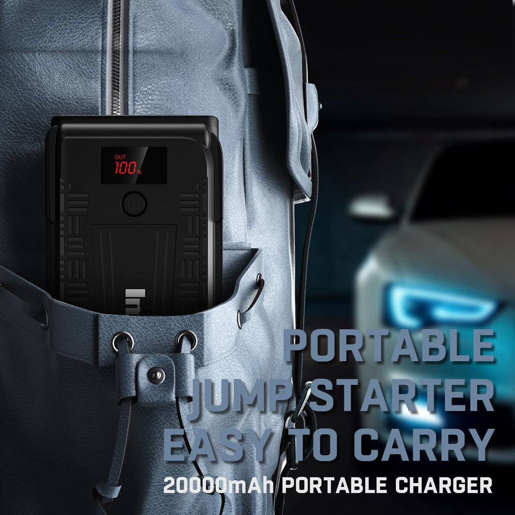 Imazing Portable Car Jump Starter - 2500A Peak 20000mAH (Up to 8L Gas/8L Diesel Engine) 12V Auto Battery Booster Portable Power Pack with LCD Display, QC 3.0 and LED Light