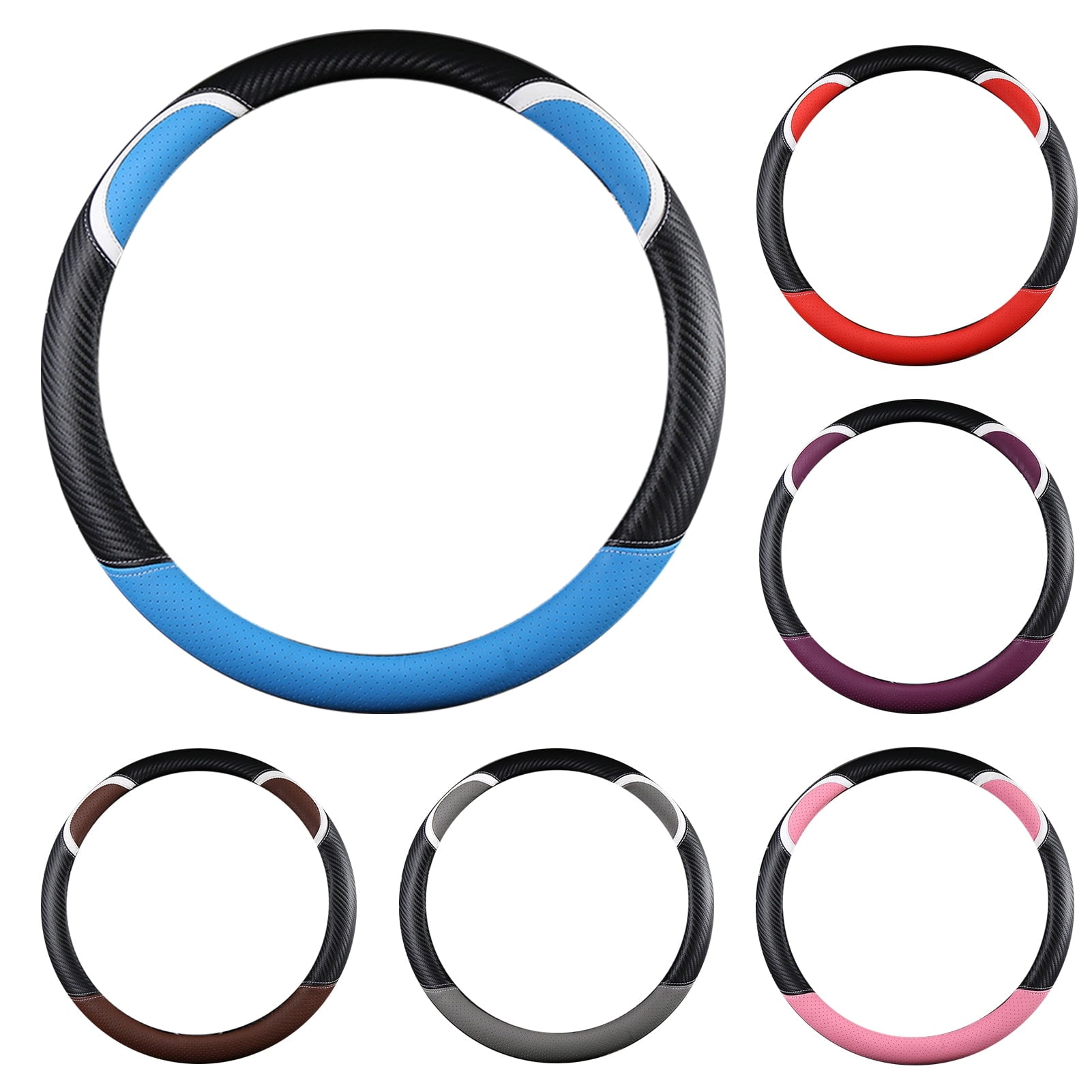 XWQ Steering Wheel Cover Sweat-proof Breathable Universal Carbon Fiber Anti-skid Car Steering Cover for Driver