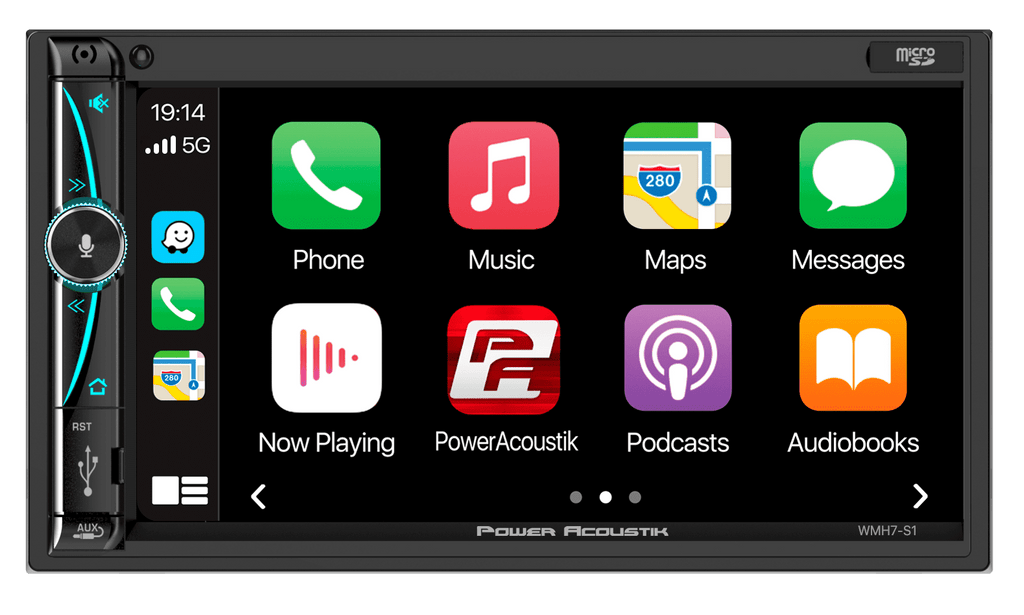 Power Acoustik Car Stereo Bundle: 7" Mechless HD LCD with Capacitive Touchscreen & Bluetooth with (2) 6.5" Speakers | Car Play and Android Auto | Fits 1-DIN and 2-DIN | (WMH7-S1)