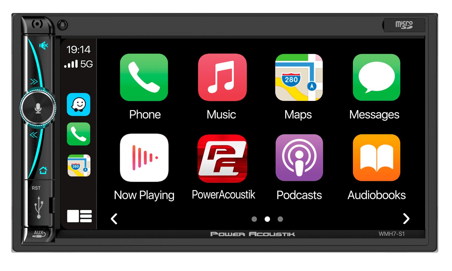 Power Acoustik Car Stereo Bundle: 7" Mechless HD LCD with Capacitive Touchscreen & Bluetooth with (2) 6.5" Speakers | Car Play and Android Auto | Fits 1-DIN and 2-DIN | (WMH7-S1)
