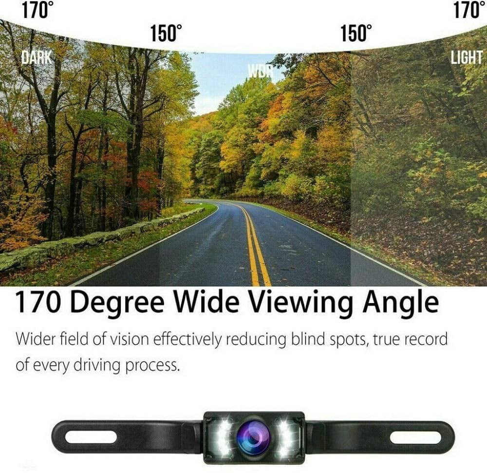 Top-Max Backup Camera with 4.3" Monitor - License Plate Reversing Camera Kits Rear View Night Vision 170° Wide Angle Parking System for Cars Vehicles