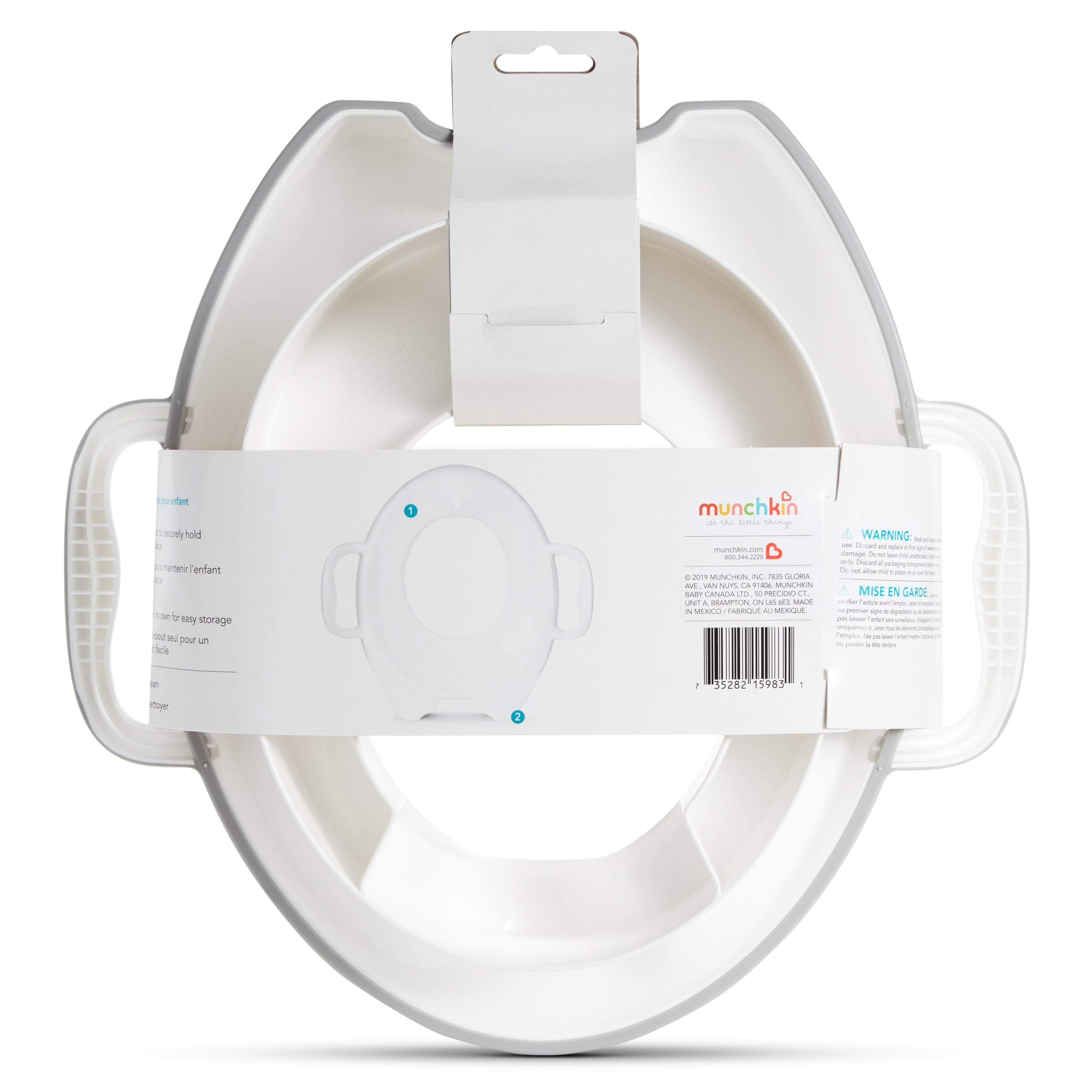 Munchkin Sturdy Toddler Potty Seat, Built-in Handles, Unisex, Gray