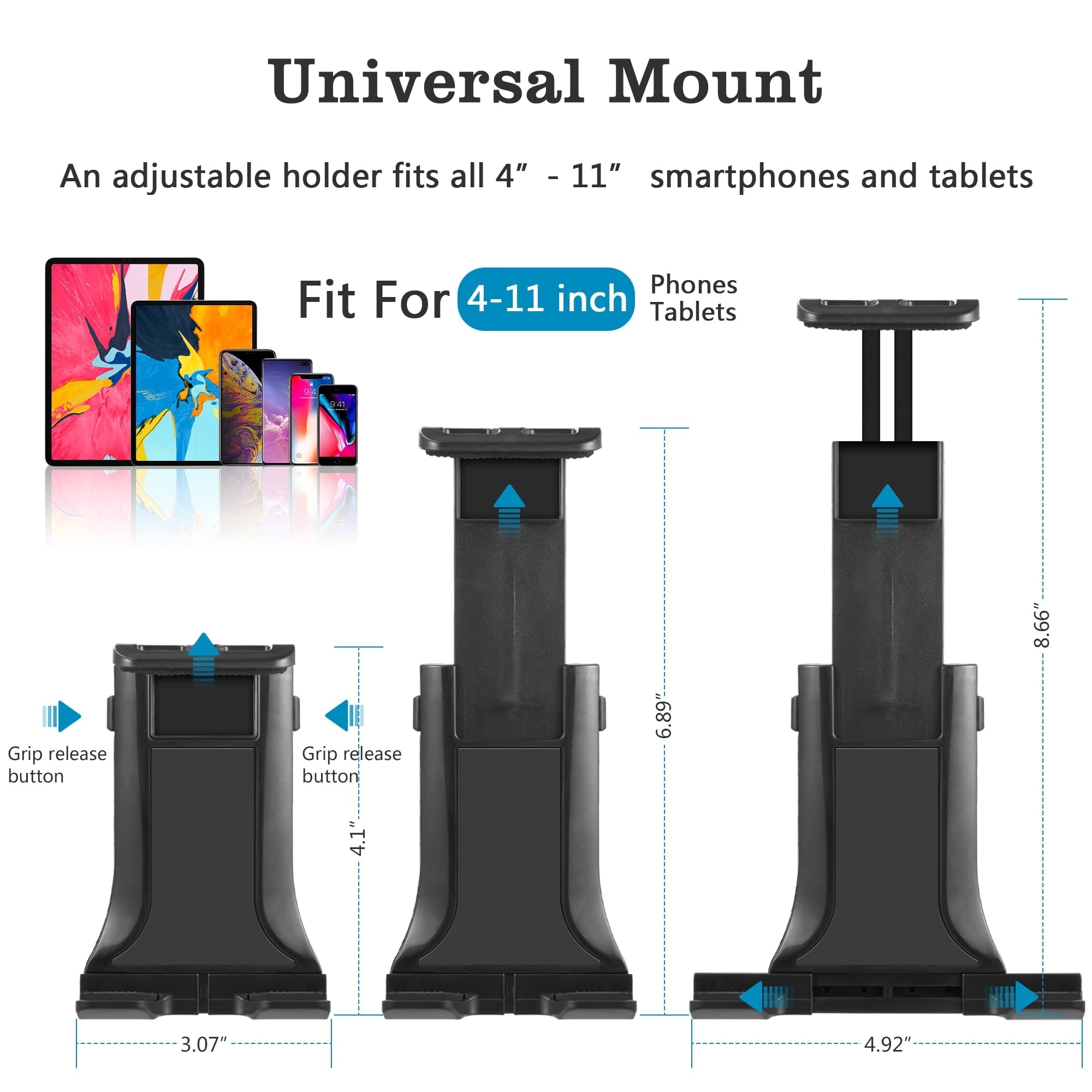 Luxmo Adjustable Long Arm Car Cup Holder Mount Stand Cradle for iPad Samsung Tablet GPS Phon