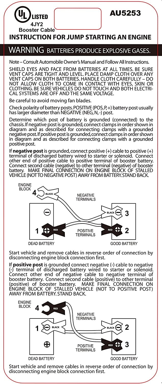 EverStart , 20-Foot 4-Gauge Automotive Booster Jumper Cables, 250 amps