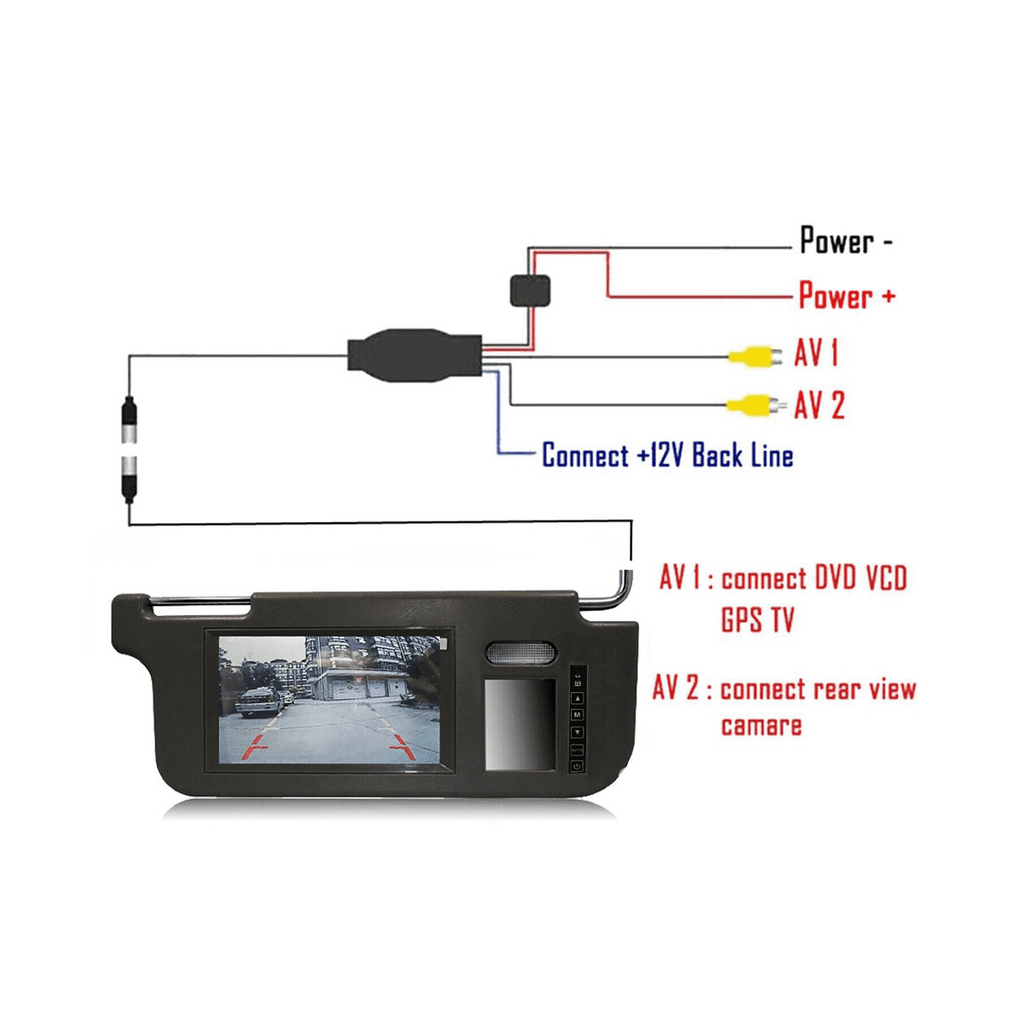 7Inch Black Car Right Sun Visor Rear View Mirror Screen LCD Monitor 2 Channel Video
