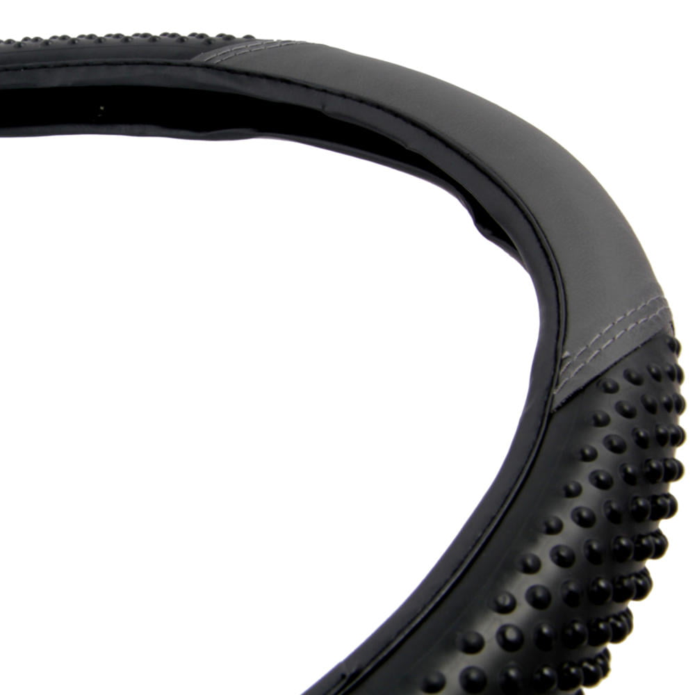 BDK Massage Grip Car Steering Wheel Cover for Car SUV Van Two Tone Color, Standard Size14.5"-15.5"