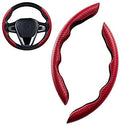 Anti-Slip Car Steering Wheel Cover, Universal 14.5 Inch Carbon Fiber Car Steering Wheel Protector Cover, Car Steering Wheel Accessories (Carbon Fiber) red
