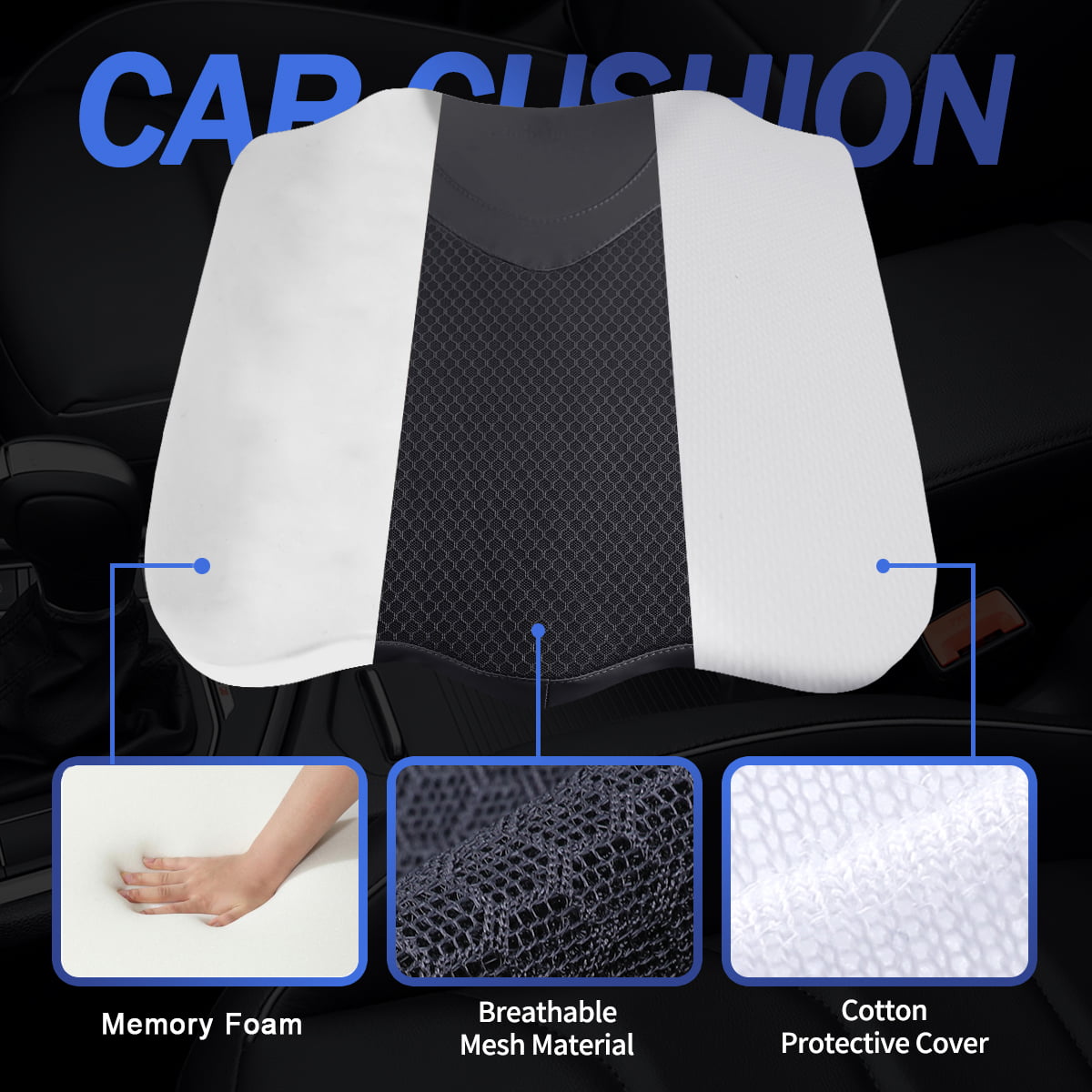 KINGLETING Car Seat Cushion, Driver Seat Cushion for Height, Universal Fit for Most for Auto SUV Truck,Provides Good Driving Visibility (Black)