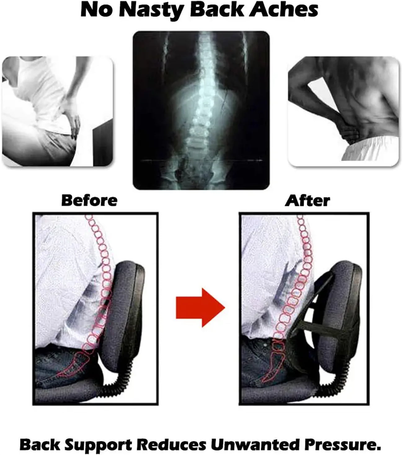 Casewin Car Seat Chair Massage Back Lumbar Support Mesh Ventilated Cushion Pad Auto Seat Back Cushion Home Office Waist Breathable Density Mesh for Back Pain and Poor Posture Fits to All Chair