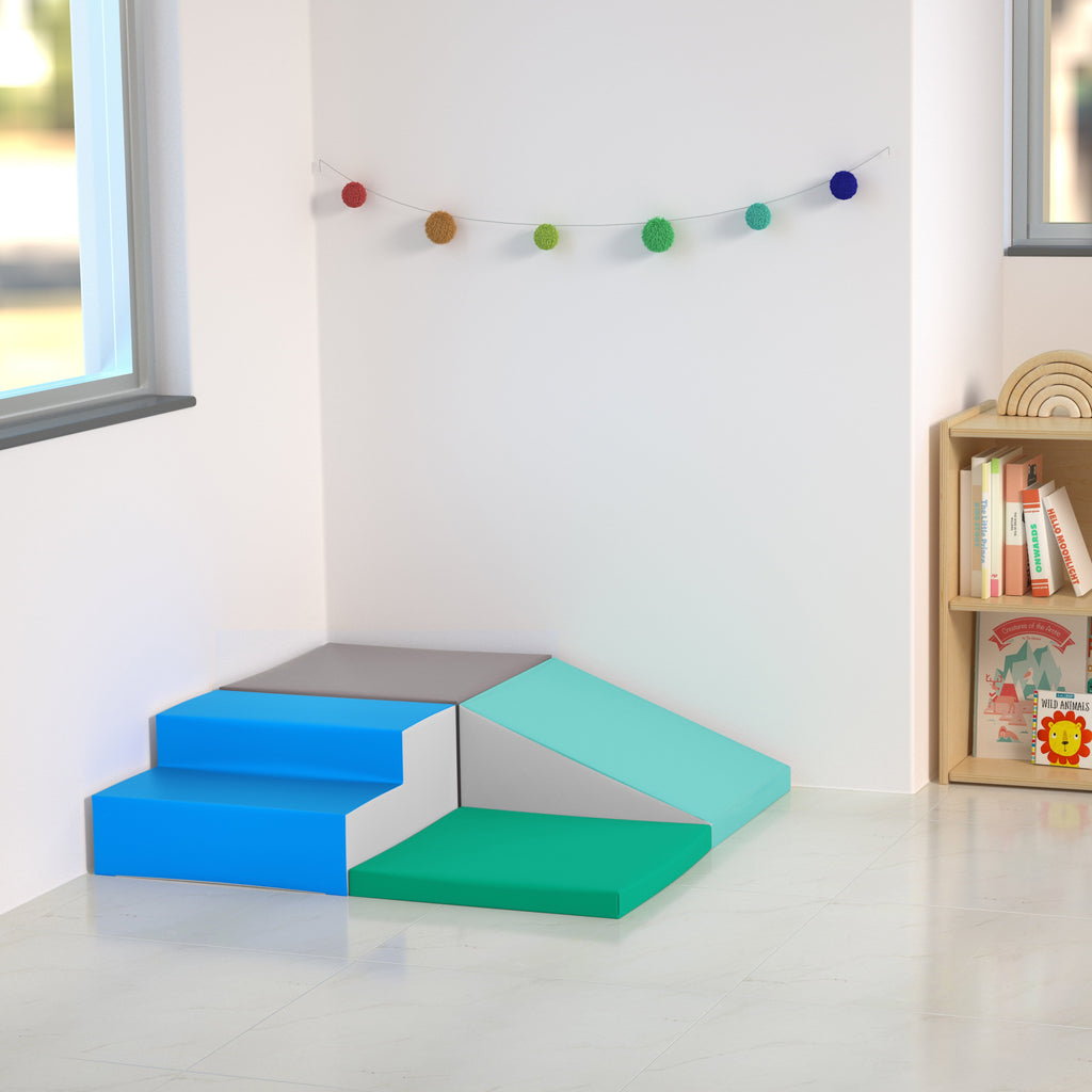 ECR4Kids SoftZone Junior Little Me Corner Climber, Beginner Playset, Contemporary, 4-Piece