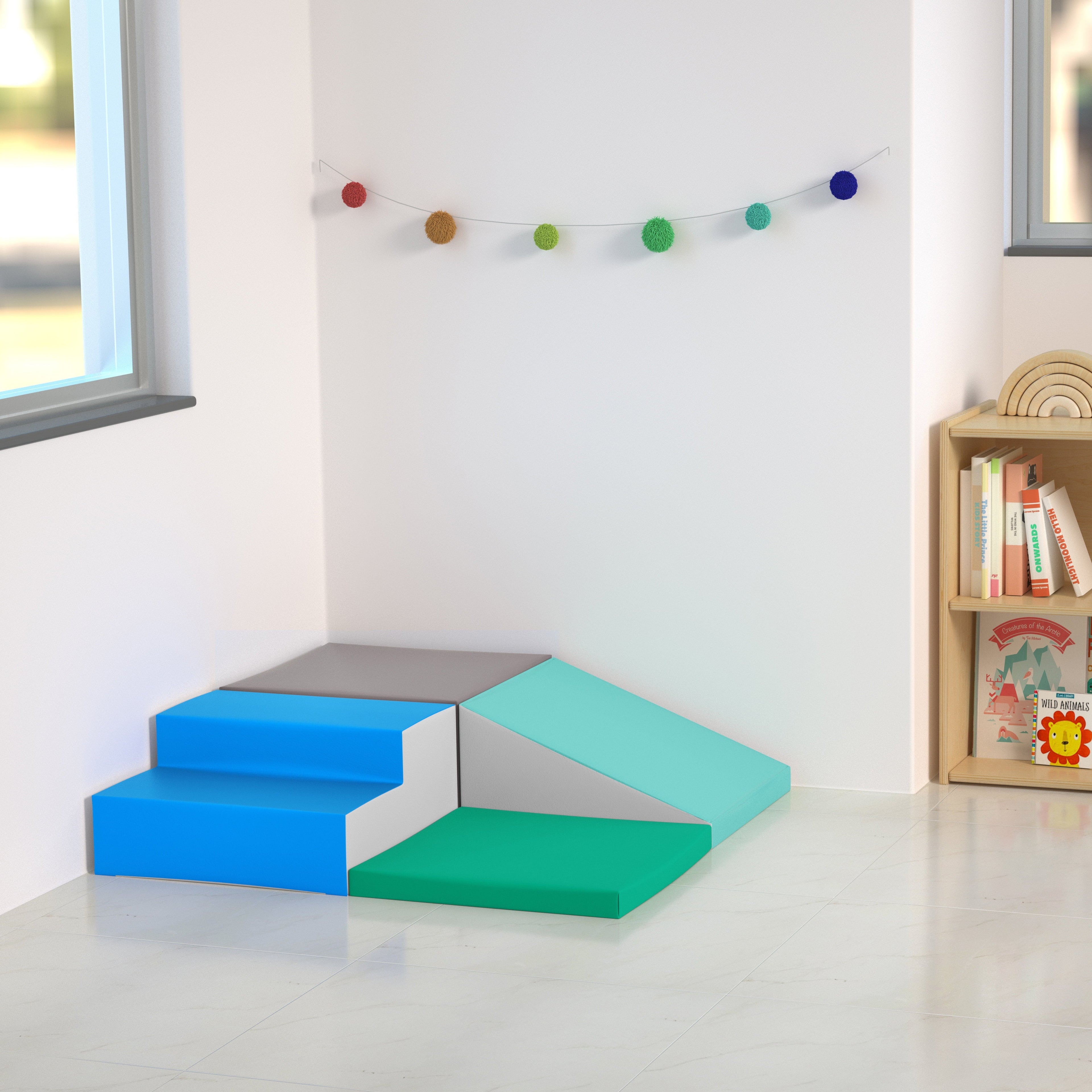 ECR4Kids SoftZone Junior Little Me Corner Climber, Beginner Playset, Contemporary, 4-Piece