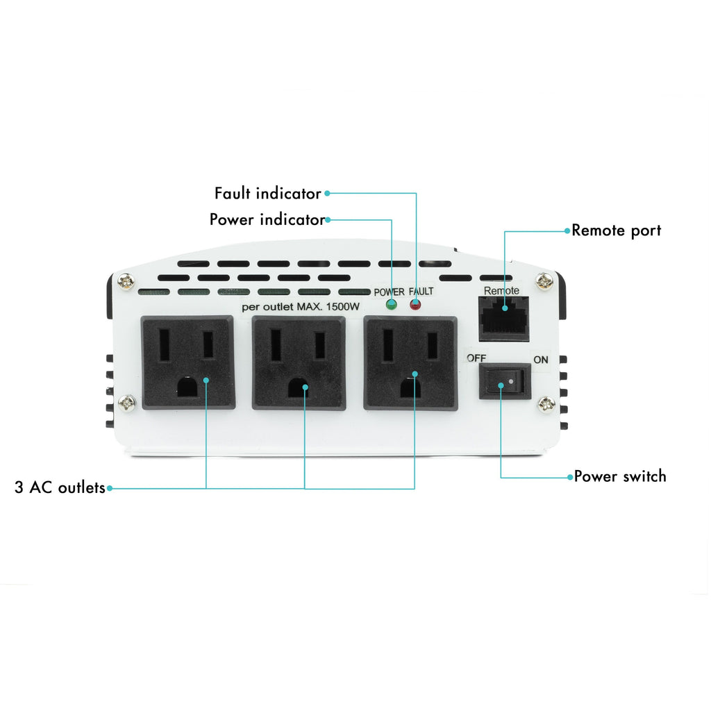 Wagan Tech SlimLine AC 2000W Inverter, Black, One Size,