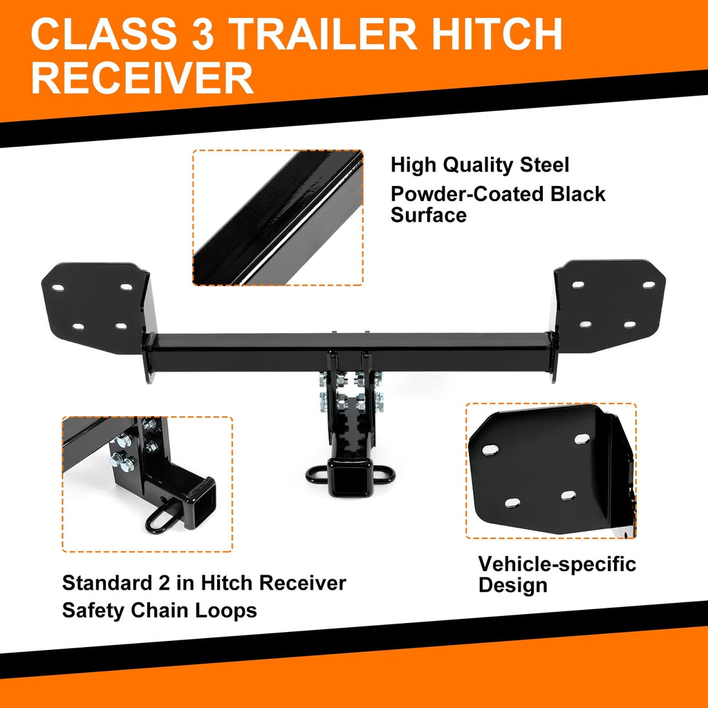 Kojem Class 3 Tow Trailer Hitch 2 Inch Receiver for 2010-2019 Subaru Outback Hatchback Steel Black