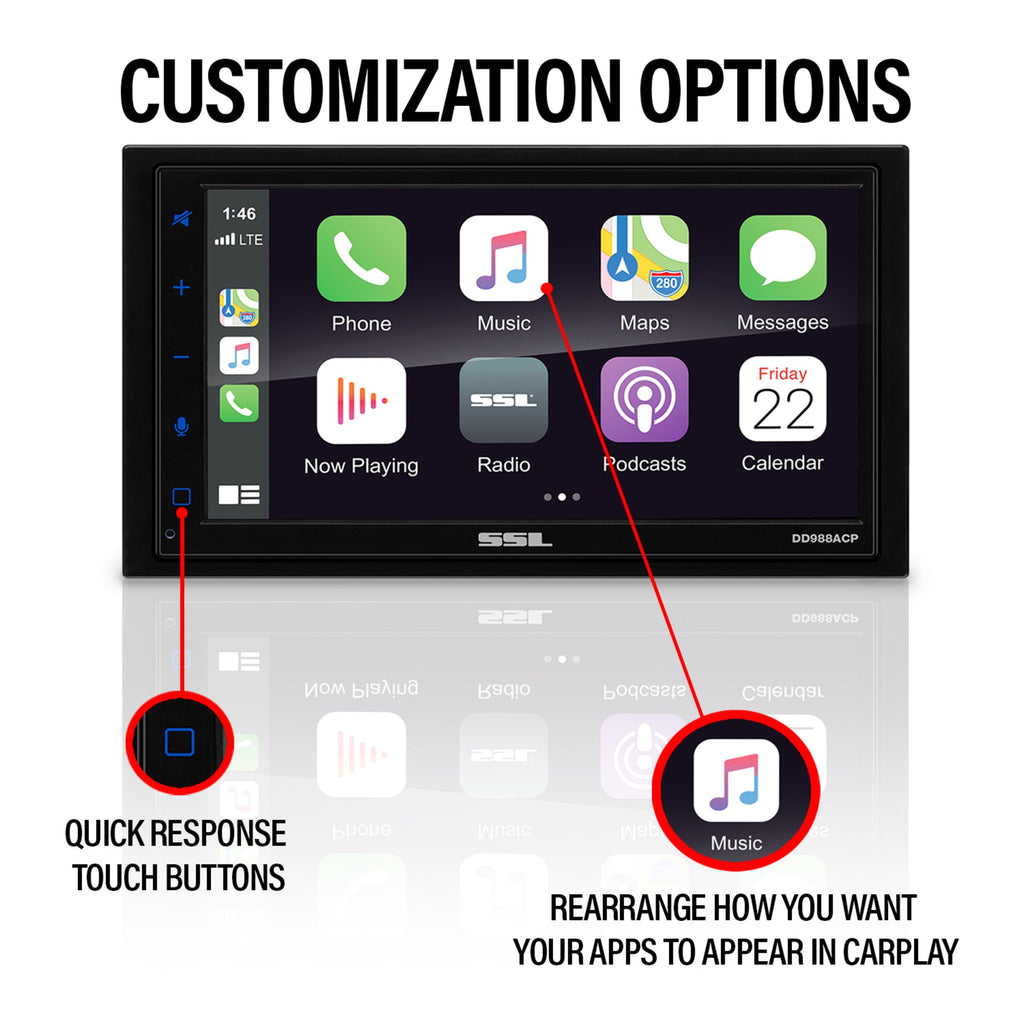 Sound Storm Laboratories DD988ACP 6.75” Apple CarPlay Android Auto Car Player