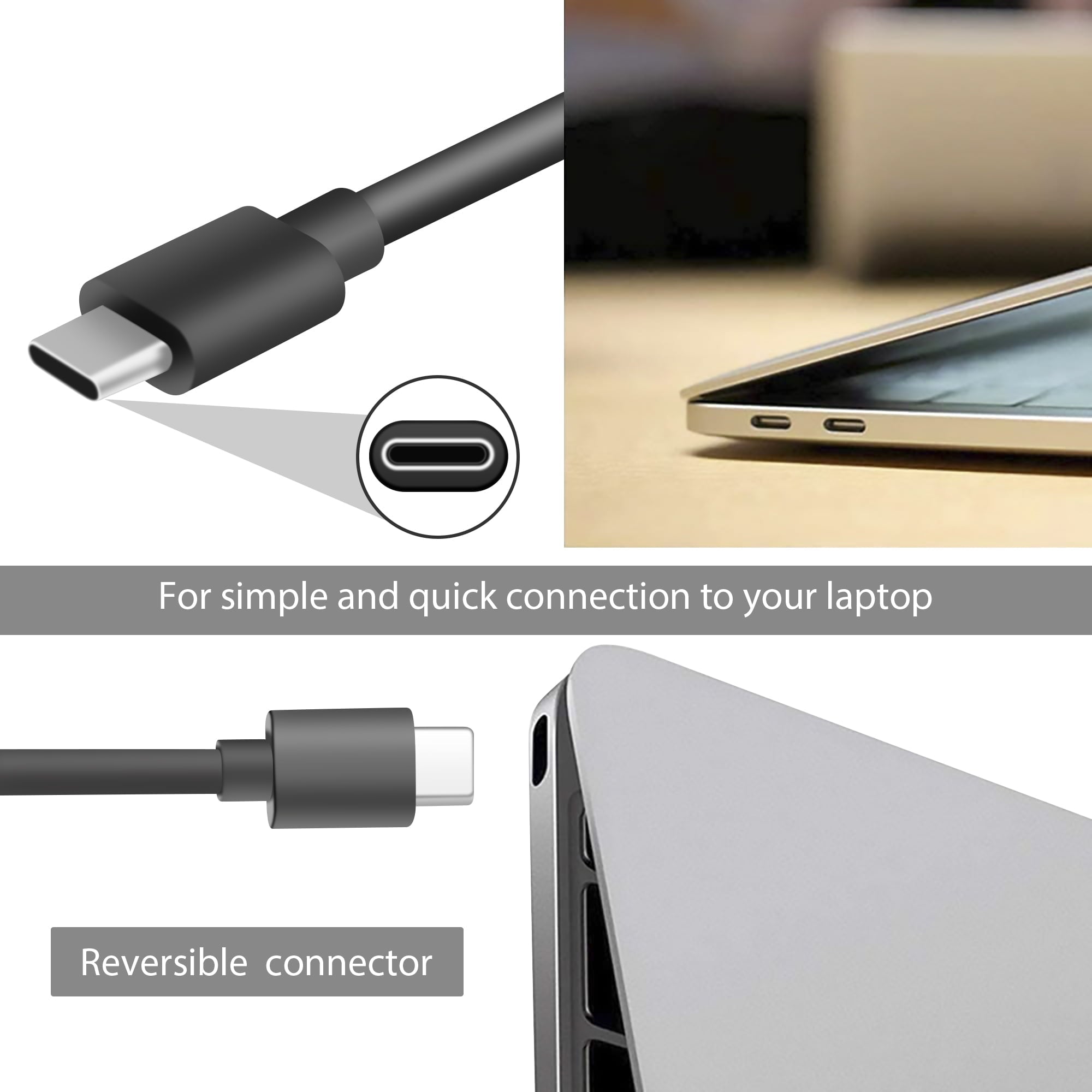65W USB Type-C Power Adapter Charger For Dell Chromebook 3100 3400 13 3380, Latitude 5175 5179 5285 5289 5290 Laptop