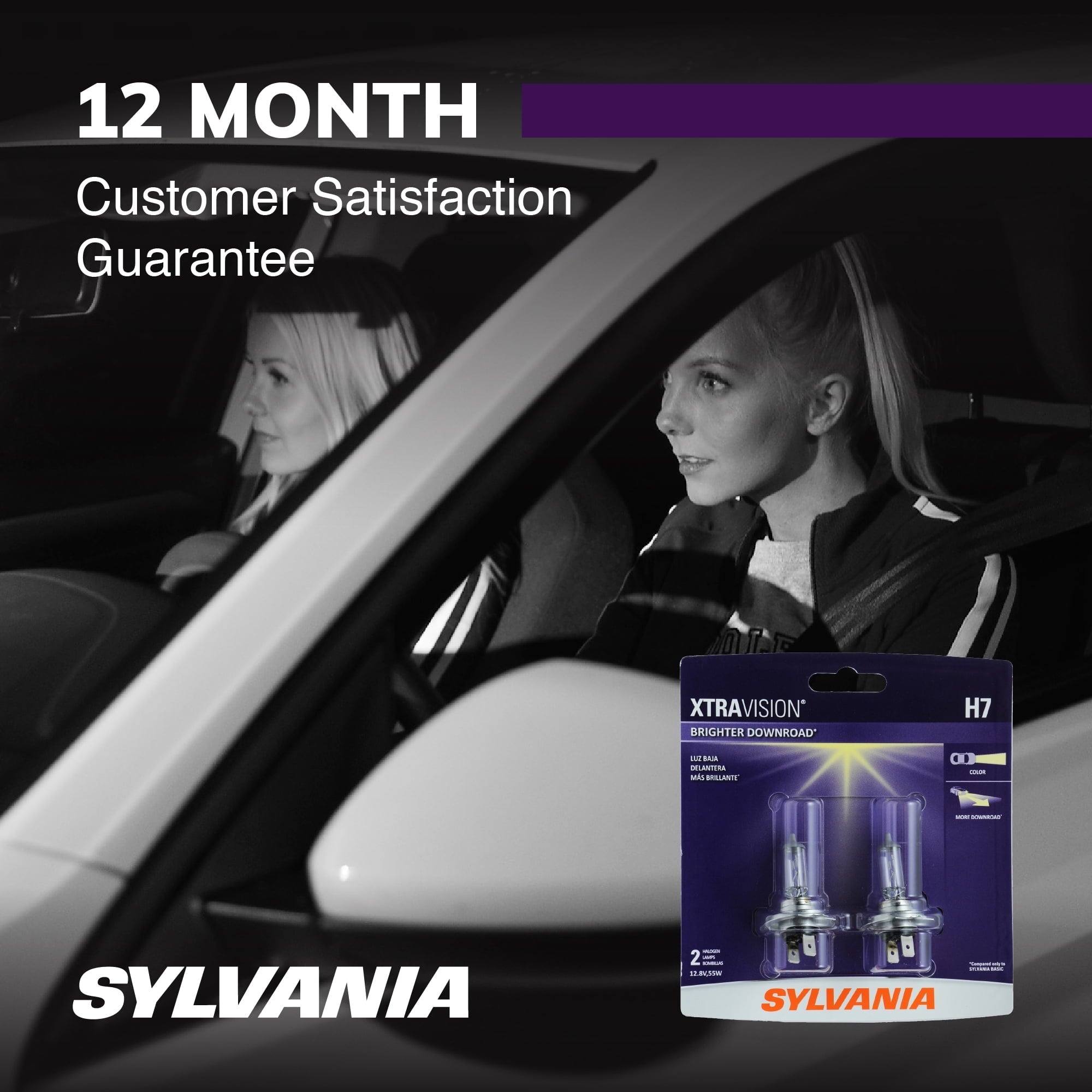 Sylvania H7 XtraVision Halogen Headlight Bulb, Pack of 2.