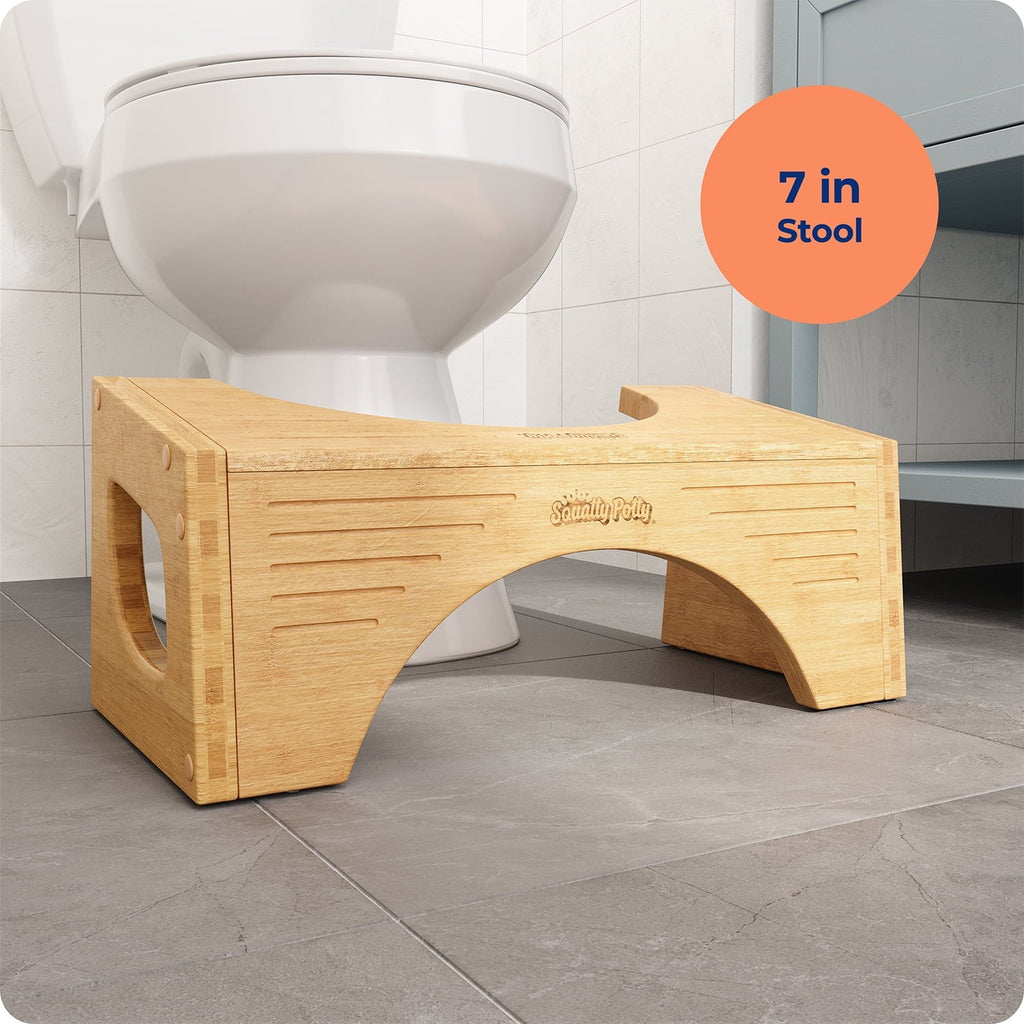 Squatty Potty The Original Toilet Stool - Bamboo Flip, 7" & 9" Height, Two Sizes-in-One