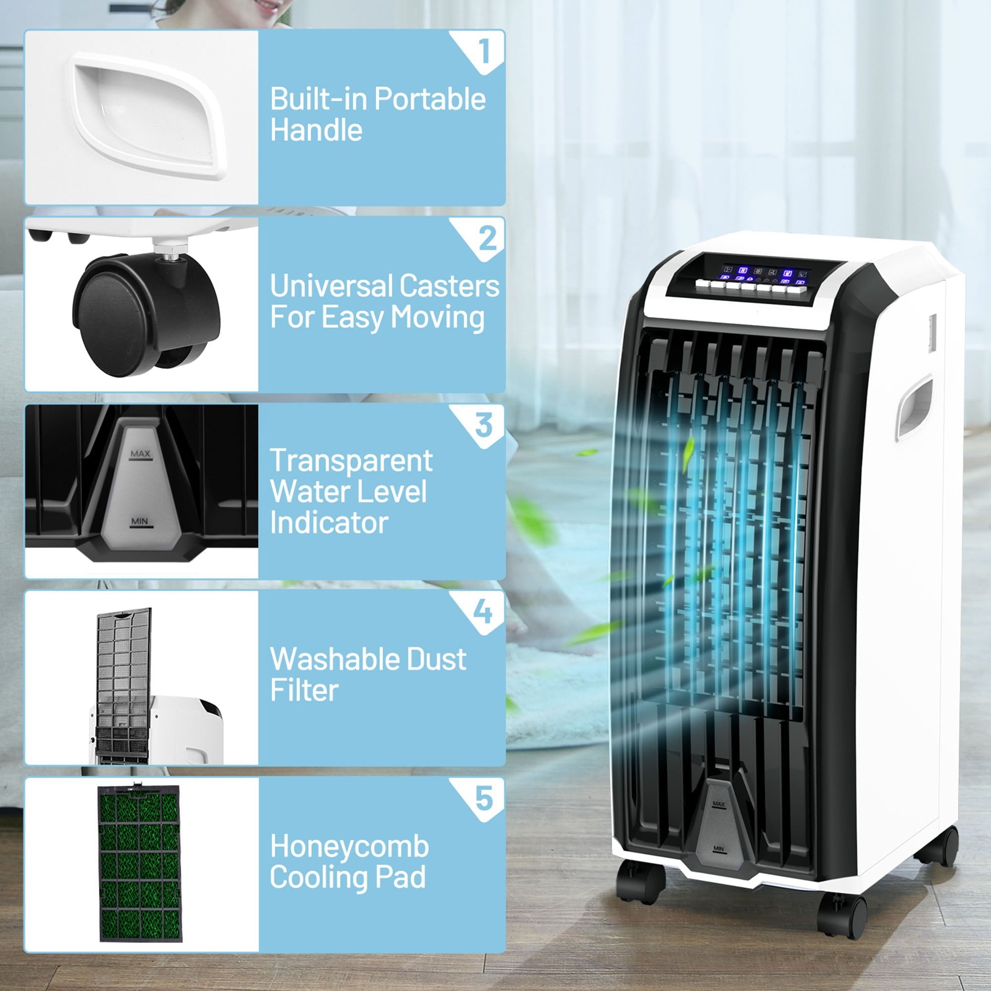 Gymax Portable Cooler Fan Air Evaporative with Remote Control Casters Home Office
