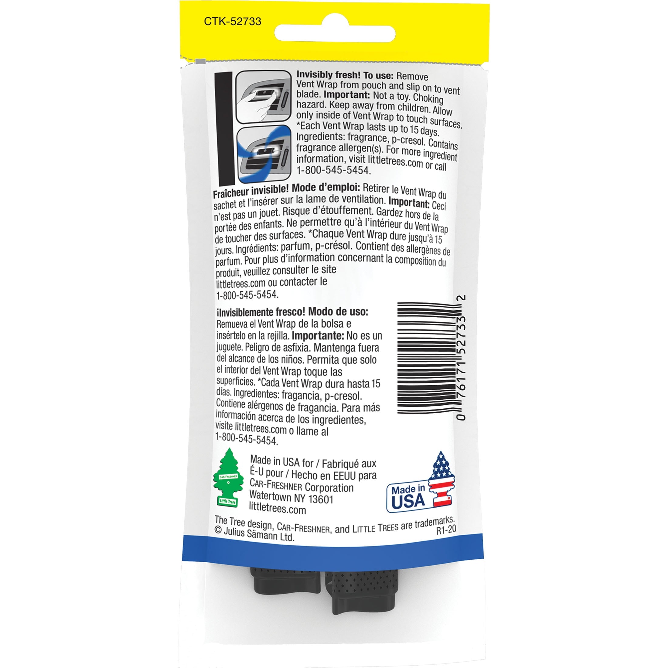 Little Trees Air Freshener Vent Wrap New Car Scent 4-Pack
