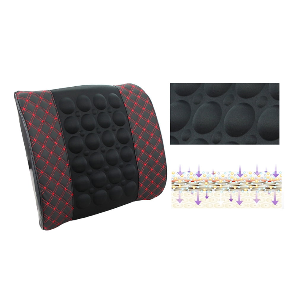 Walbest 12V Car Electric Massage Cushion Lumbar Massage, Car Seat Back Support Waist Cushion, Lumbar Relaxation Devices, Car Waist Pad Pillows for Driver Car Cushion Relieve Body, Microfiber Leather
