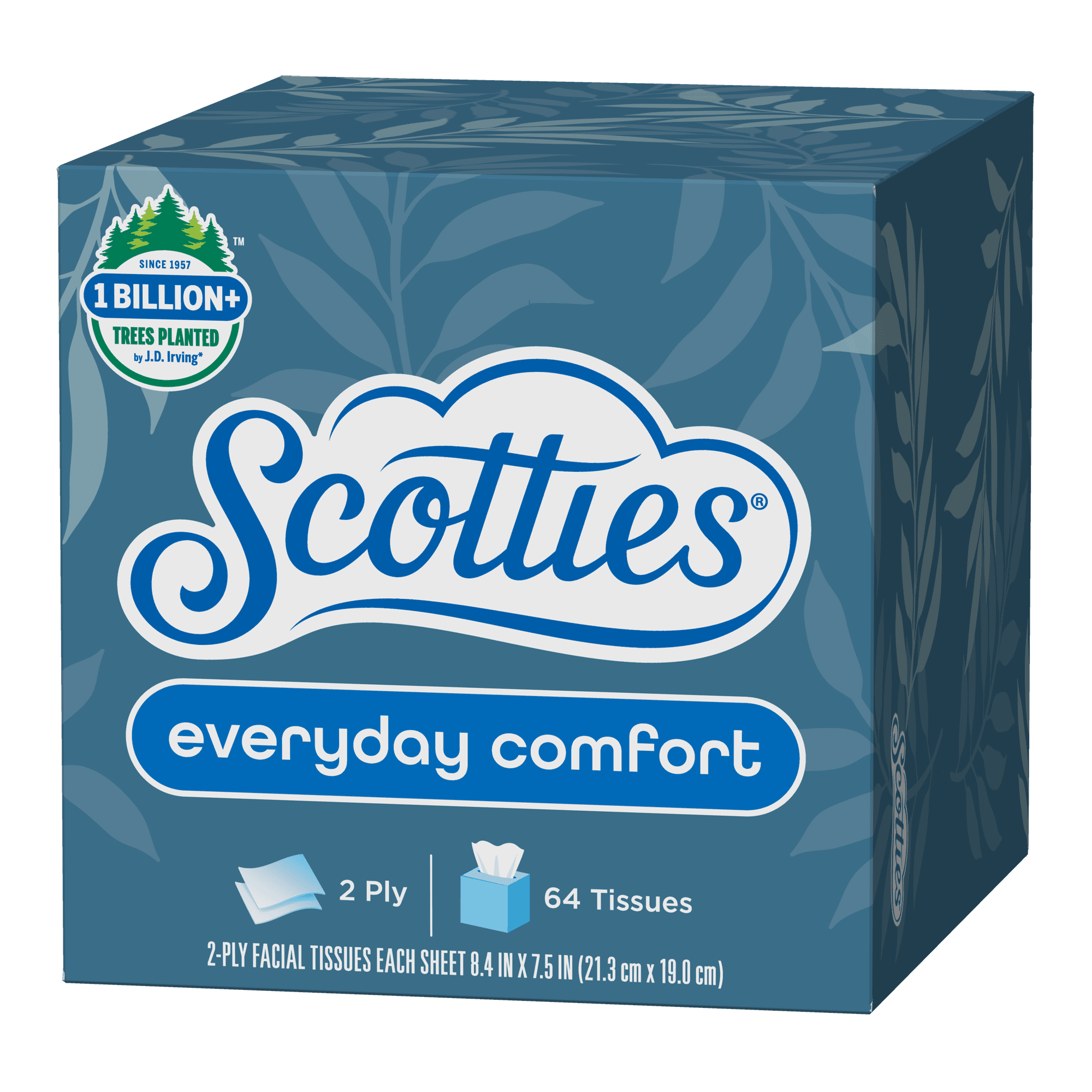 Scotties Everyday Comfort Facial Tissues, 64 Tissues per Box, 4 Cube Packs (256 Total Tissues)
