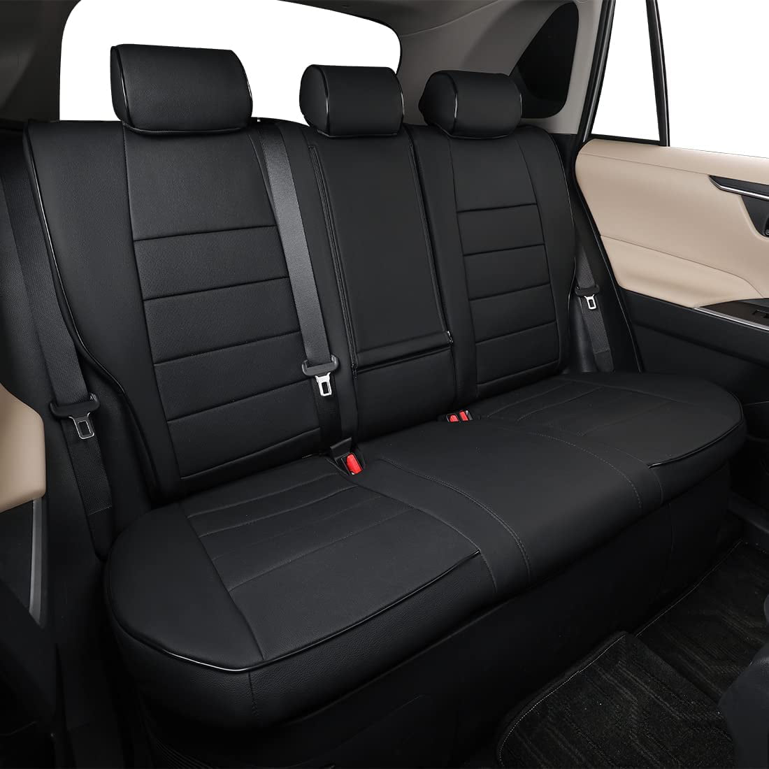 EKR Custom Fit Cross Car Seat Covers for Toyota Corolla Cross L,LE,XLE 2021 2022 2023 2024 - Full Set Leather(Black)
