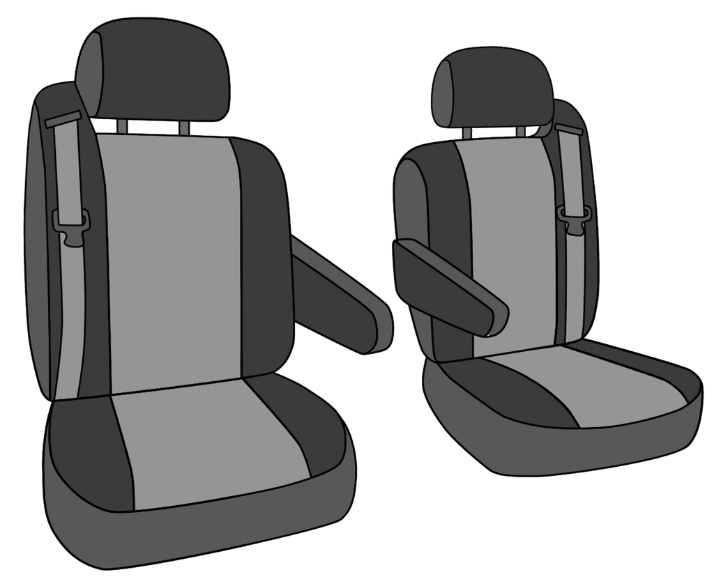 CalTrend Front Velour Seat Covers for 2003-2007 Chevy/GMC Avalanche|Tahoe|Suburban|Silverado|Sierra|Yukon 1500-3500 - CV380-03RA Charcoal Classic Insert and Trim