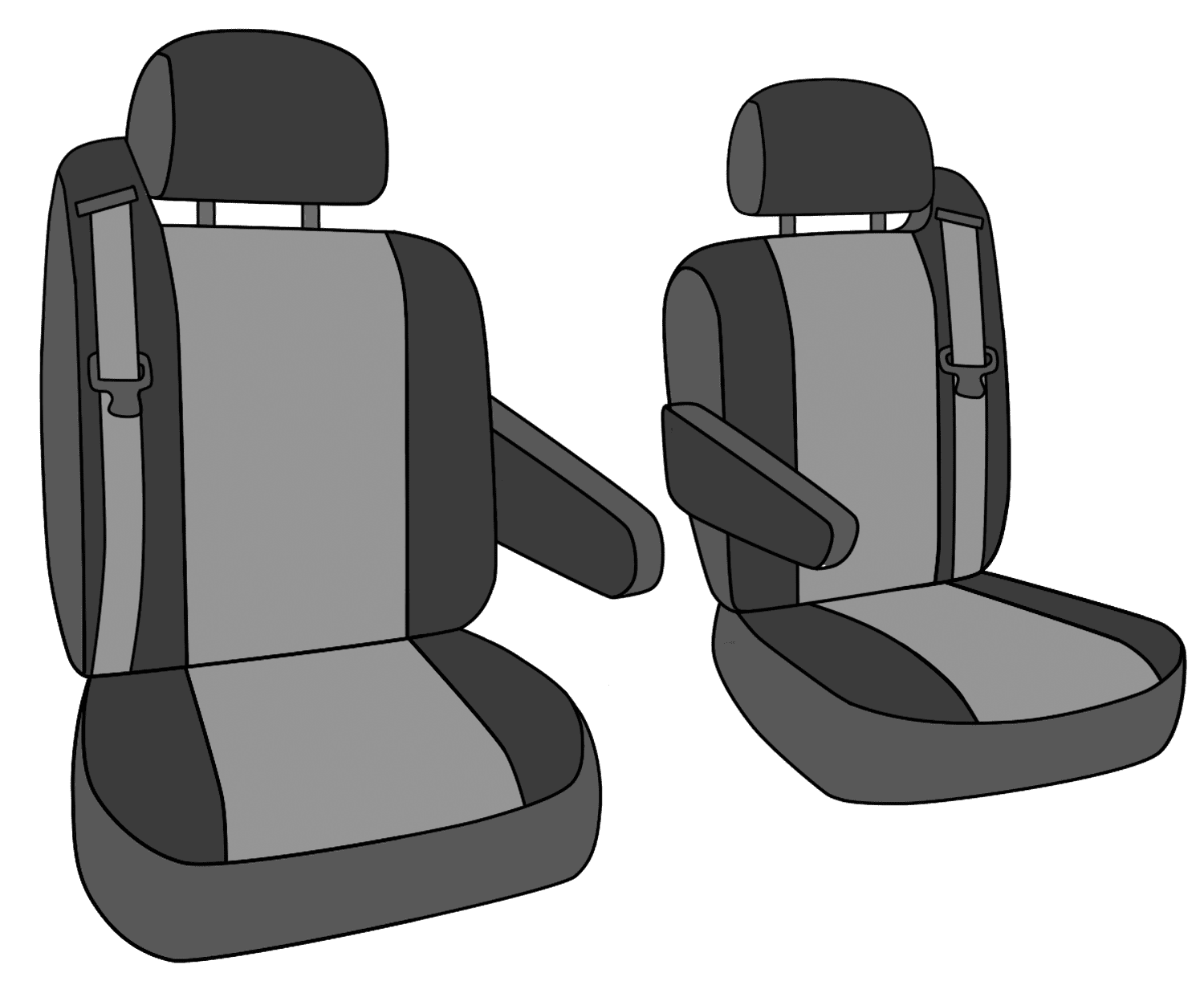 CalTrend Front Velour Seat Covers for 2003-2007 Chevy/GMC Avalanche|Tahoe|Suburban|Silverado|Sierra|Yukon 1500-3500 - CV380-03RA Charcoal Classic Insert and Trim