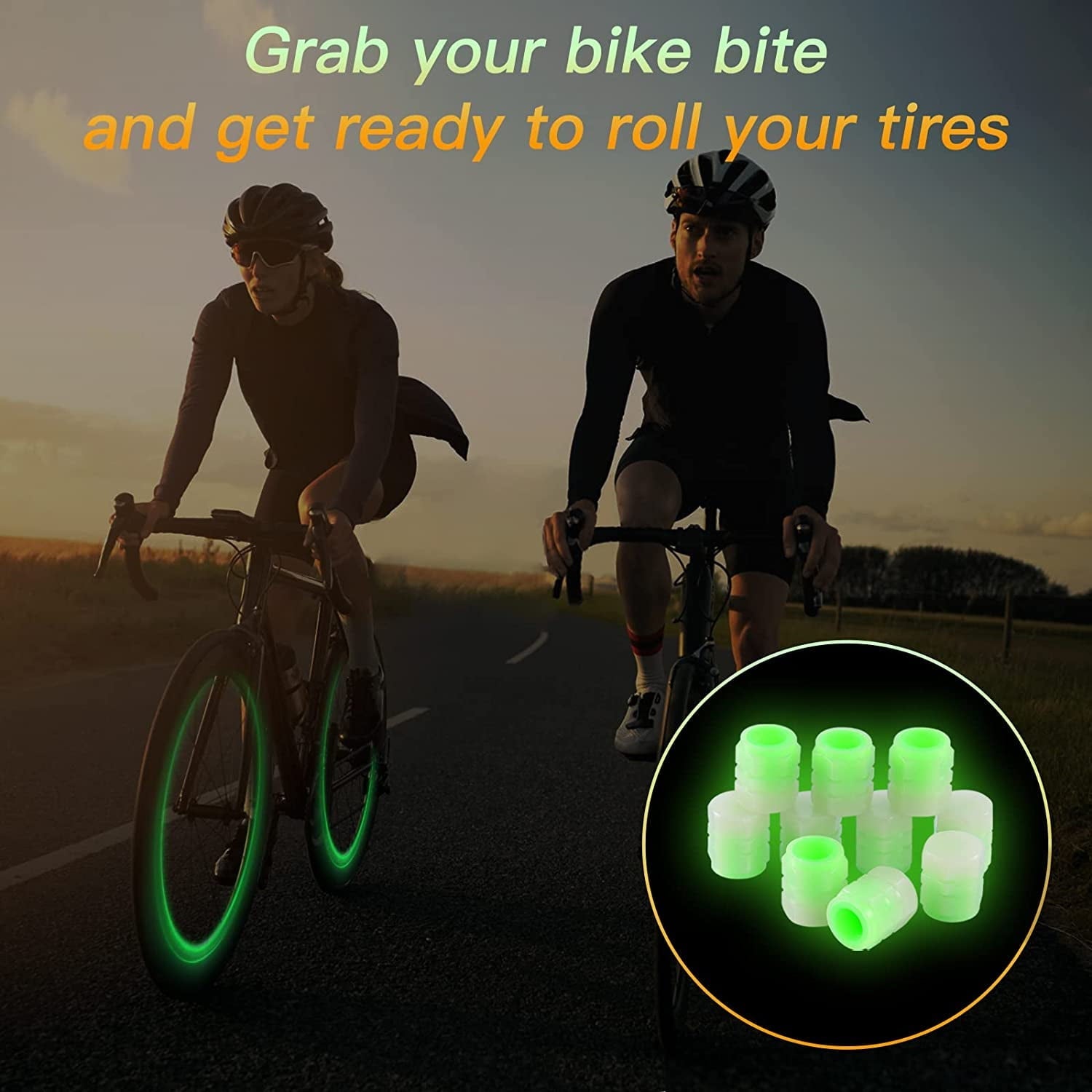 Tire Caps, 100/50/40/20/10/4 Pack Fluorescent Valve Stem Caps Universal Tire Air Covers for Car, Truck, SUV, Motorcycles, Bike (Green 4pcs)