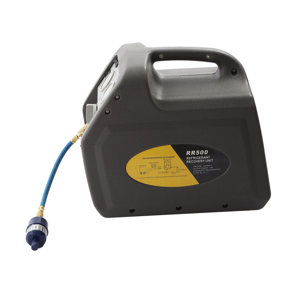 Miumaeov Refrigerant Recovery Machine, AC Refrigerant Recycling Machine, HVAC 558psi Refrigerant Recovery Unit Air Conditioning Repair Tool, Grey (1/2HP Dual Cylinder)