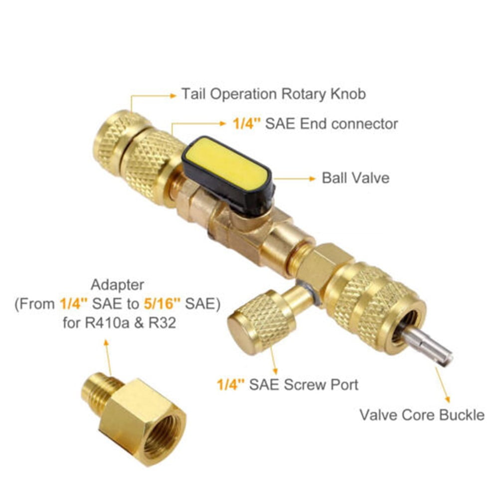 R410A R22 Valve Core Remover SAE 1/4 & 5/16 Port For R134A R12 R32 HVAC System